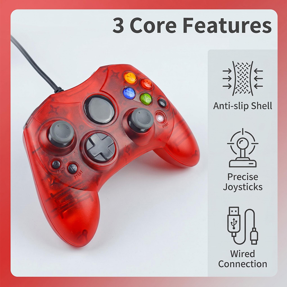 Retro Gaming Xbox Controller - Wired Game Controller - Retro Gaming