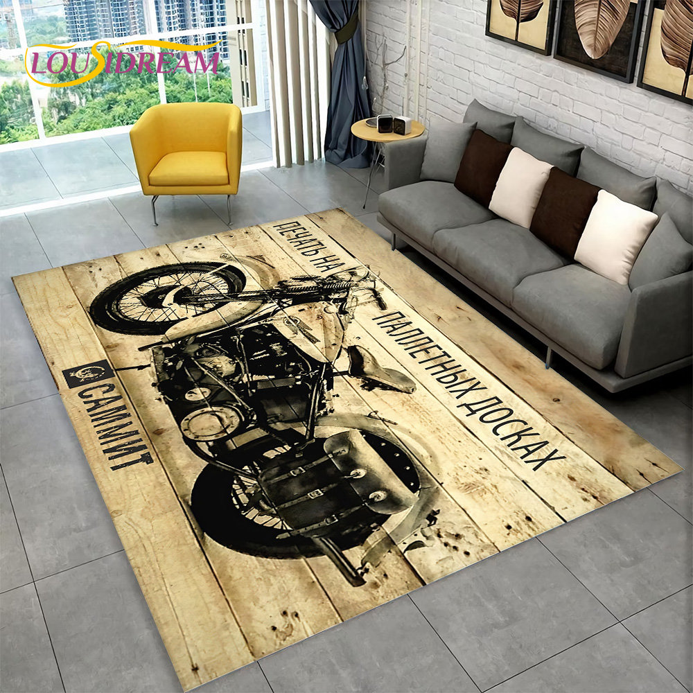 3D Retro Vintage Motorcycle Ar - đánh giá và giá Retro Gaming Rug