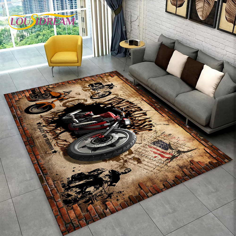 3D Retro Vintage Motorcycle Ar - đánh giá và giá Retro Gaming Rug