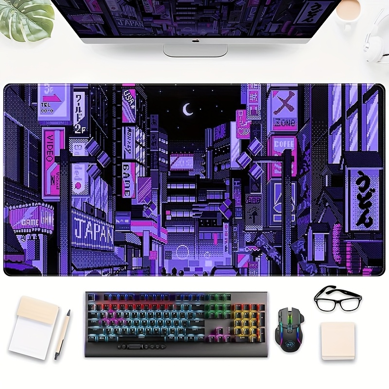 XXL Tokyo Street Desk Mat,Vibr - đánh giá và giá Retro Gaming Desk Setup