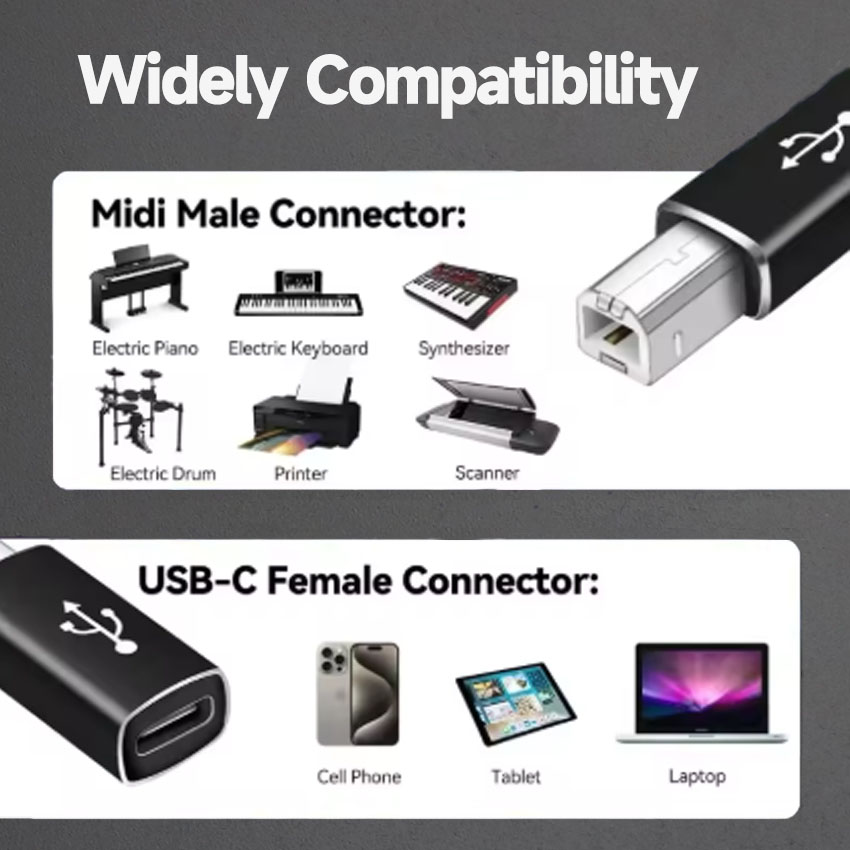 1PC USB C To USB  2.0 For MIDI - đánh giá và giá Controller Adapter Usb